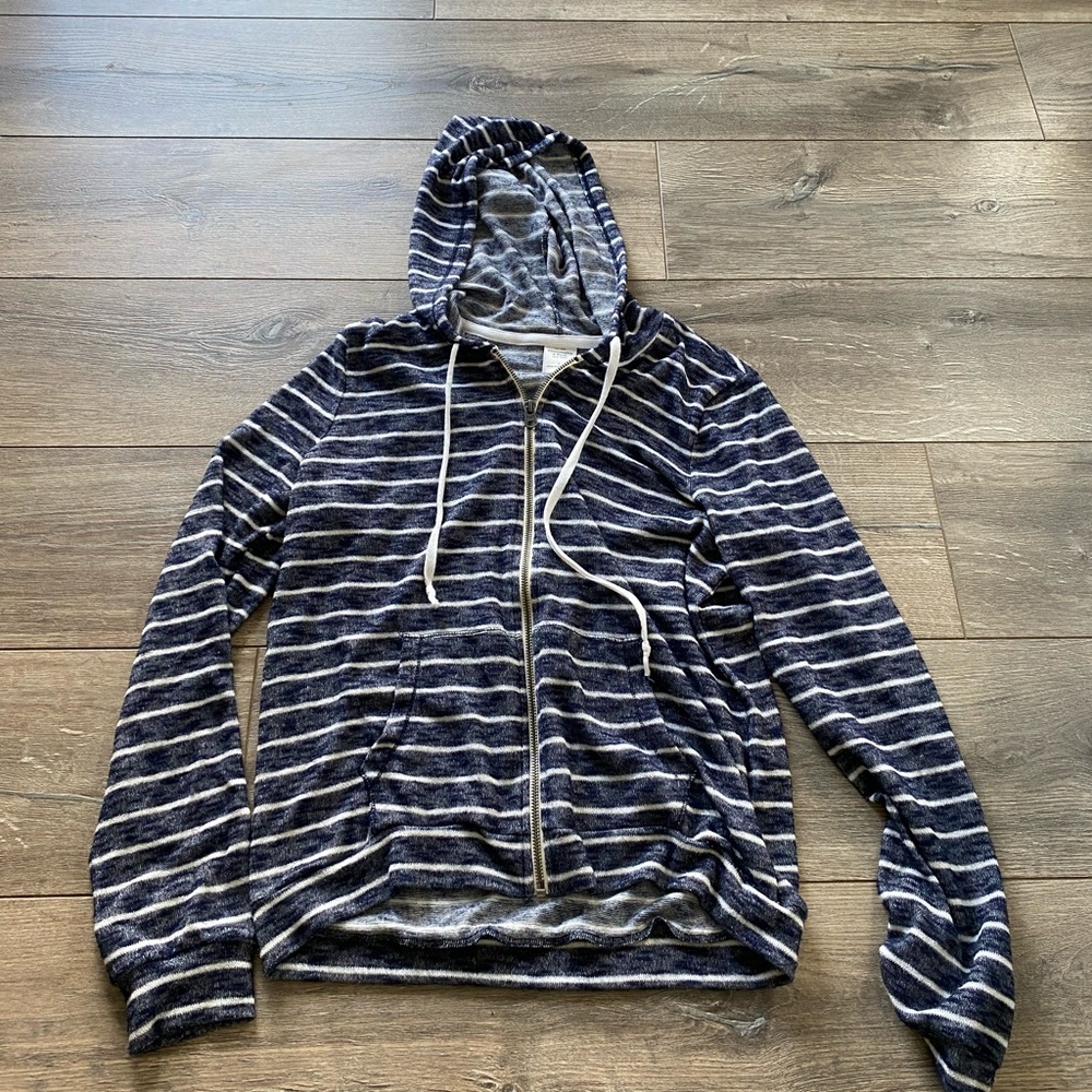 Abercrombie and Fitch striped hooded zip up. Sz L